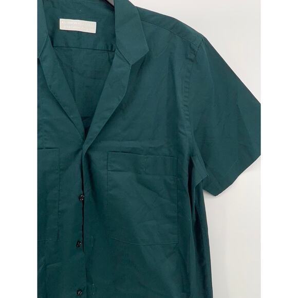 FASHION GALERIA Men's Dark Green Short Sleeve Button-Up Regular-Fit Shirt SZ M - Picture 3 of 8